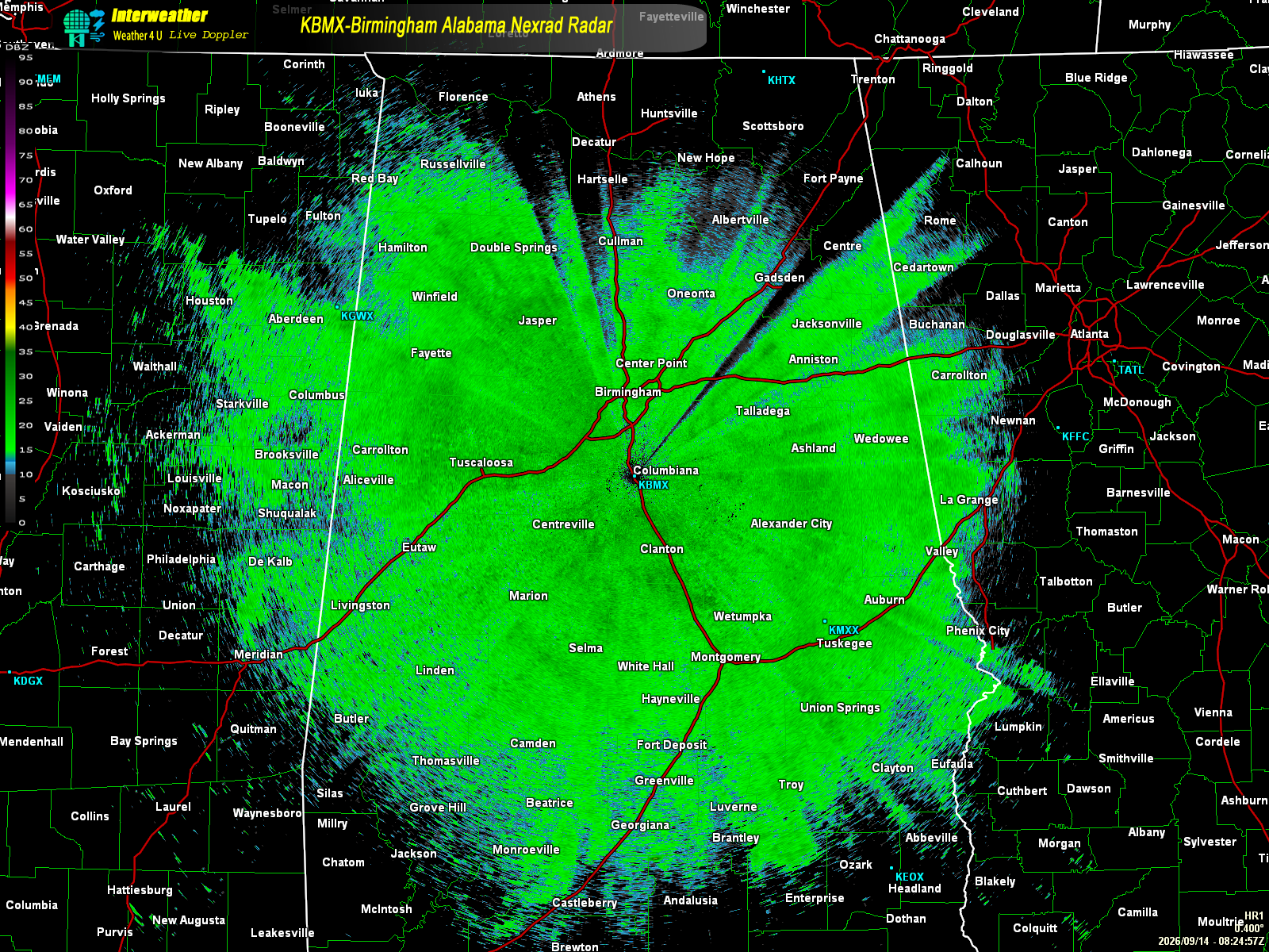 Live radar from KBMX