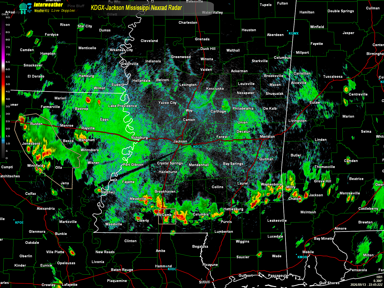 Live radar from KDGX