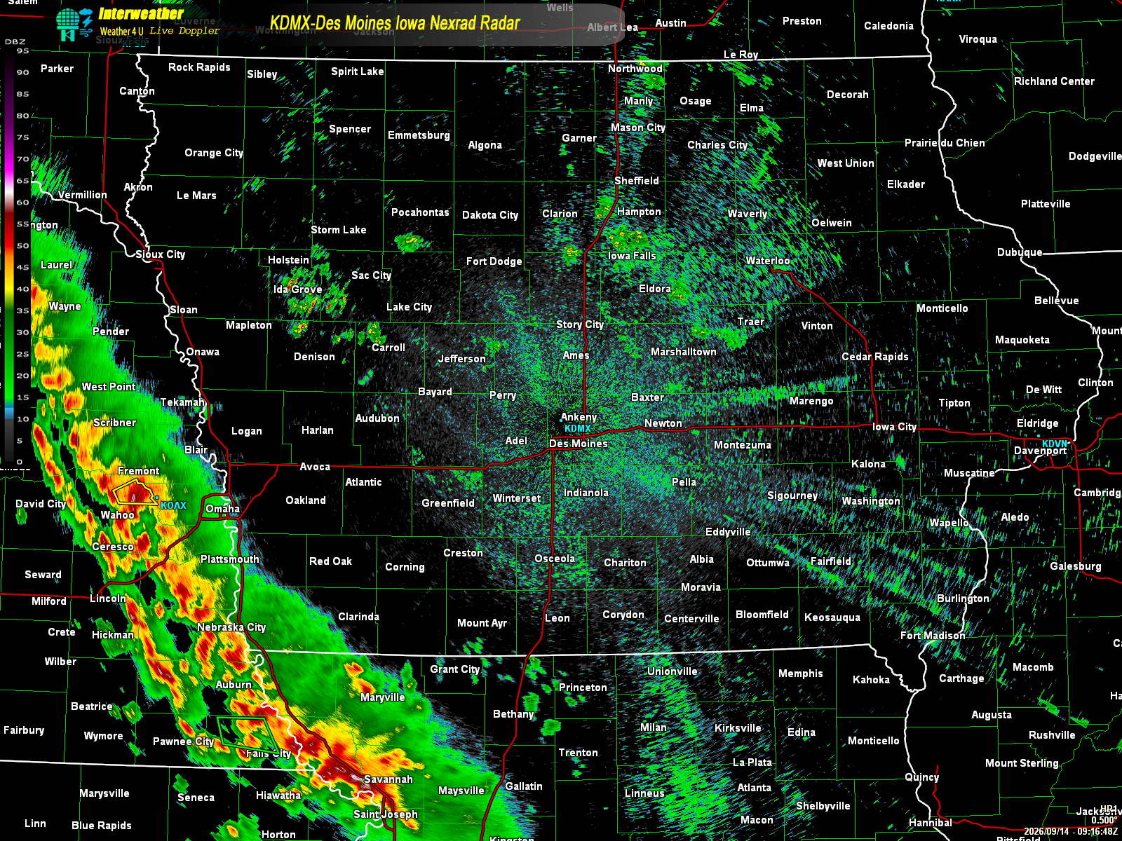 Live radar from KDMX