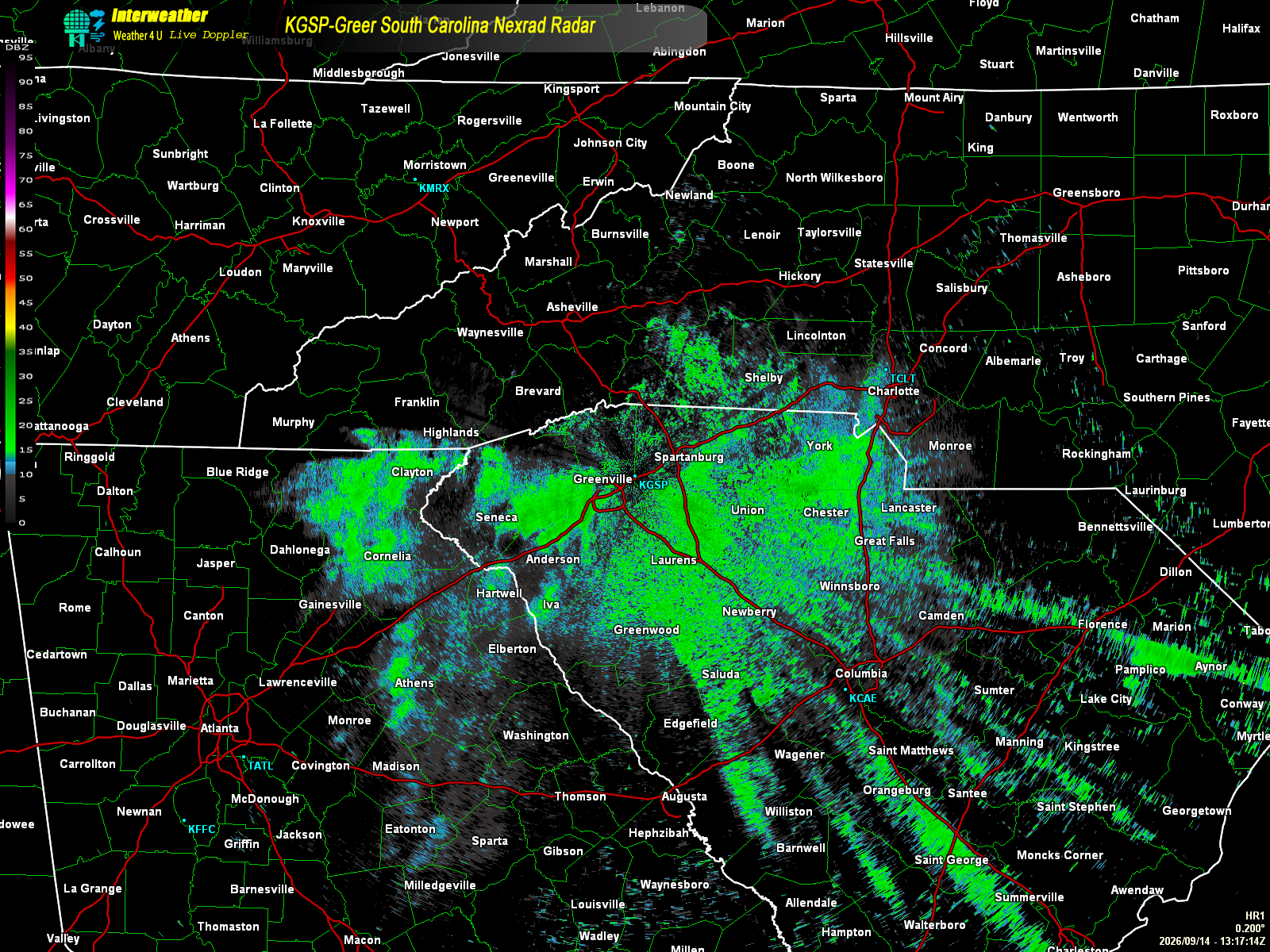 Live radar from KGSP