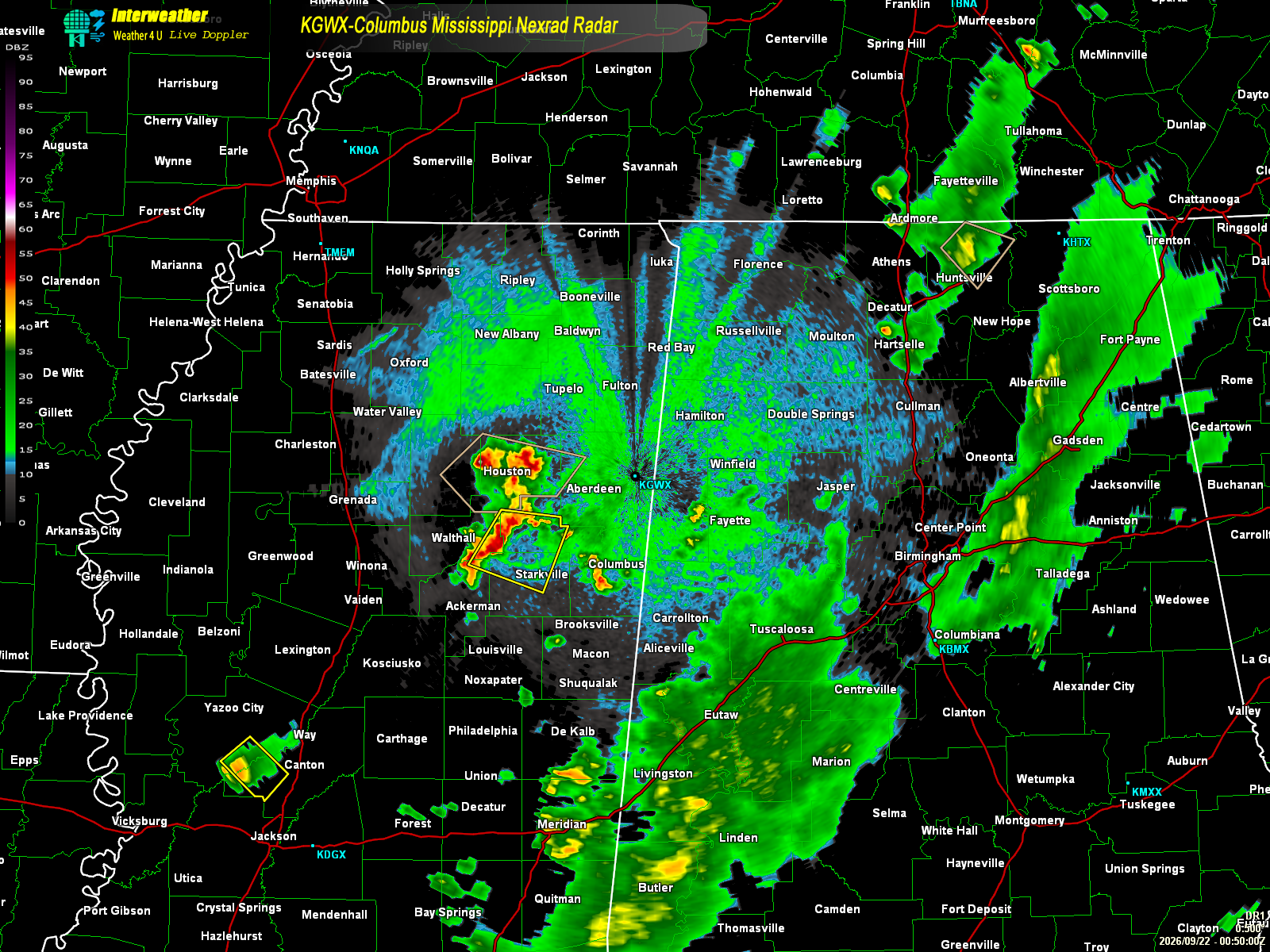 Live radar from KGWX