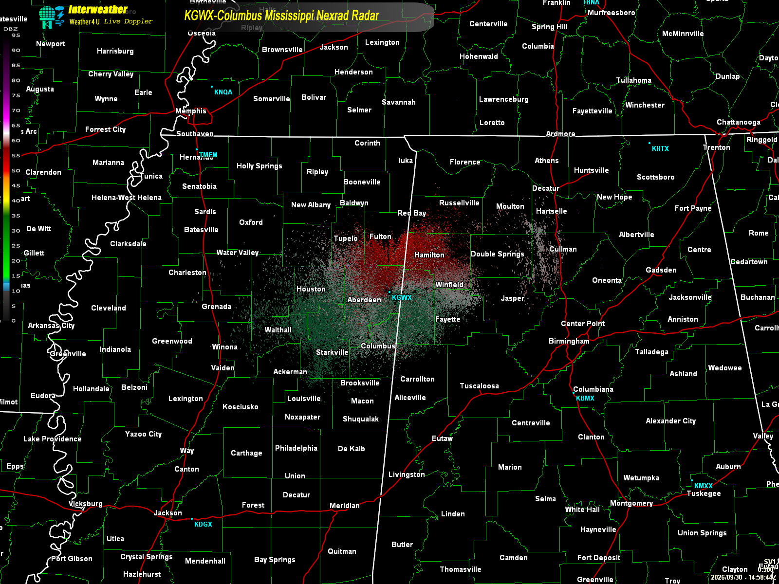Live radar from KGWX