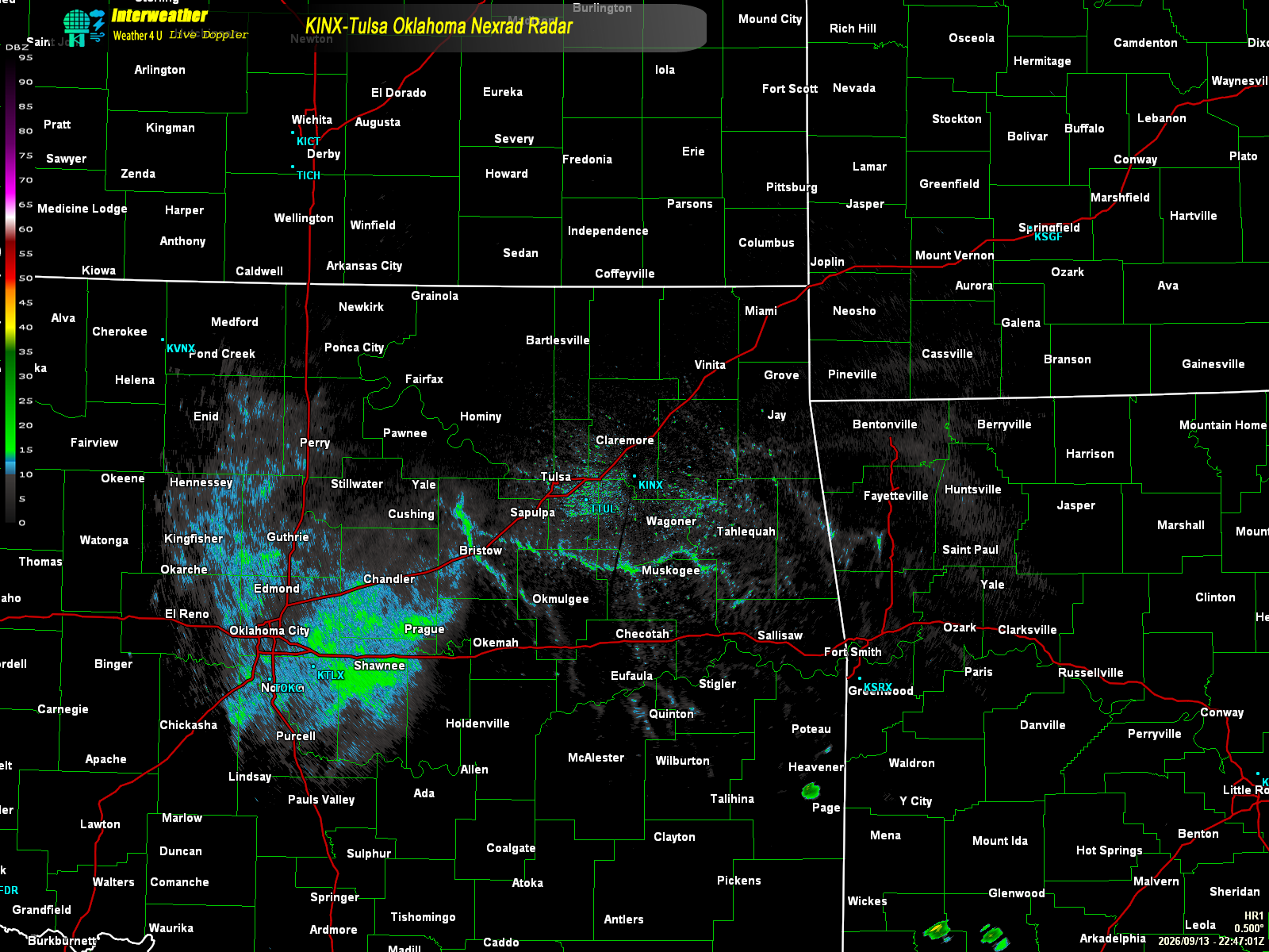 Live radar from KINX