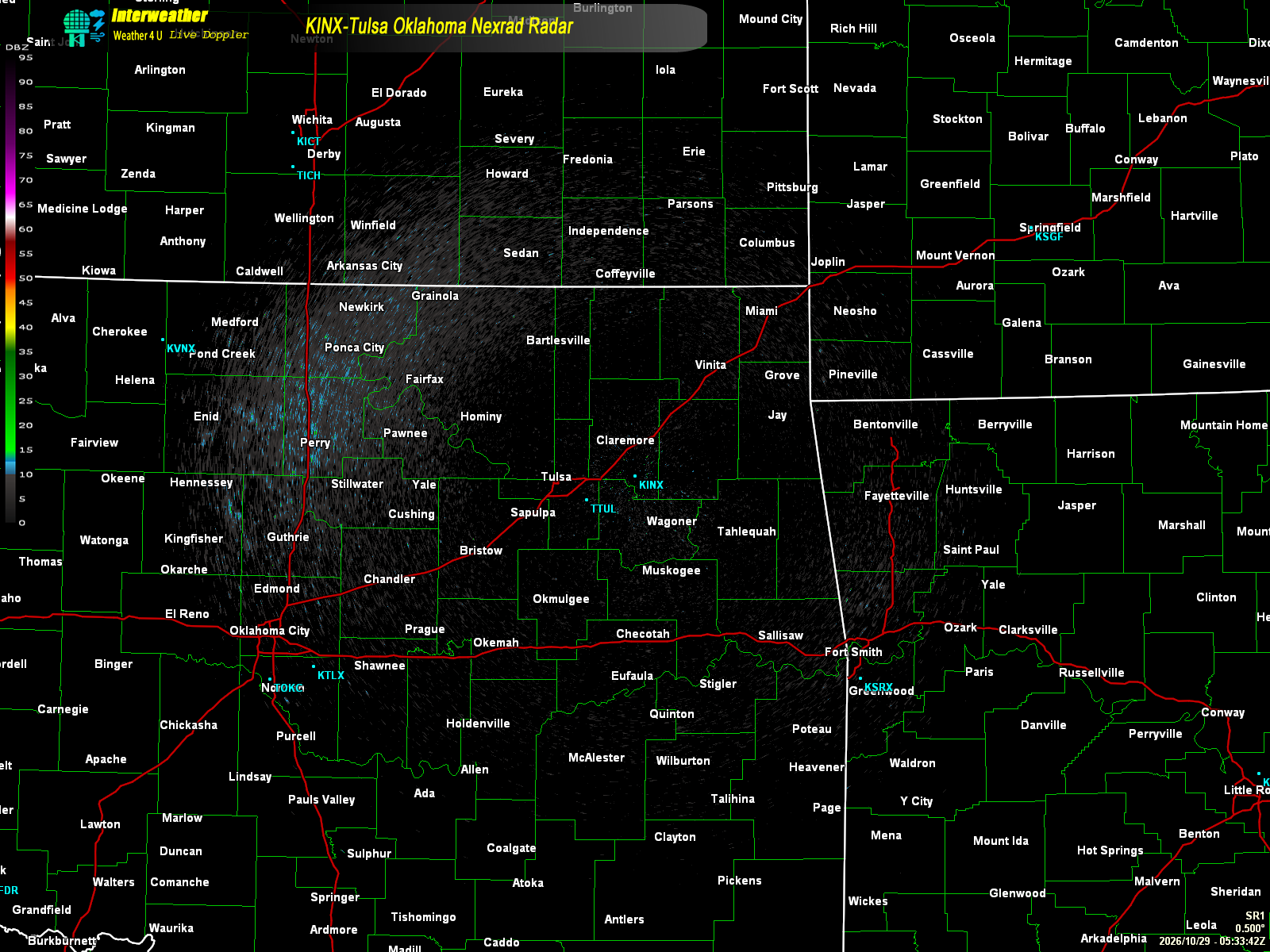 Live radar from KINX