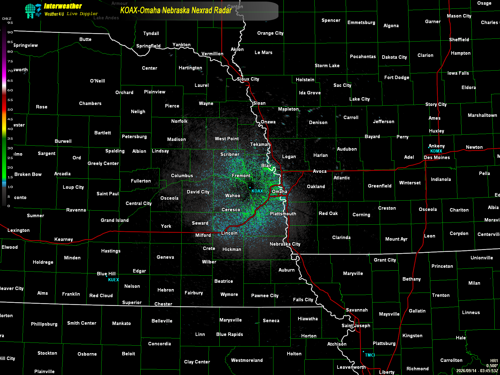 Live radar from KOAX